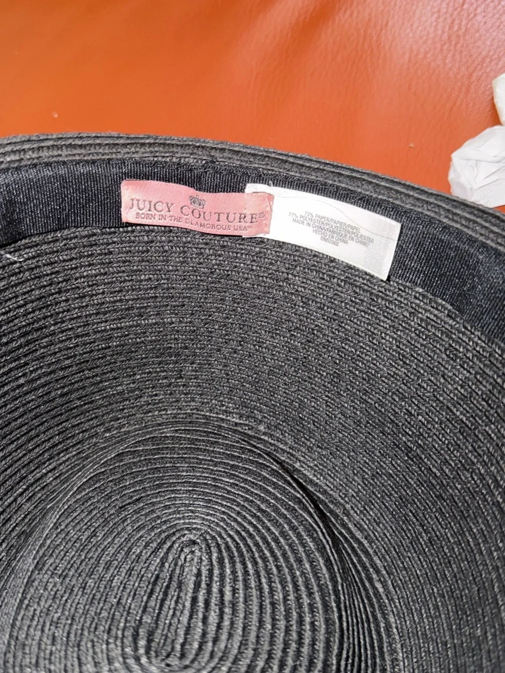 Juicy Couture Black Fedora with Black-and-White Checked Band